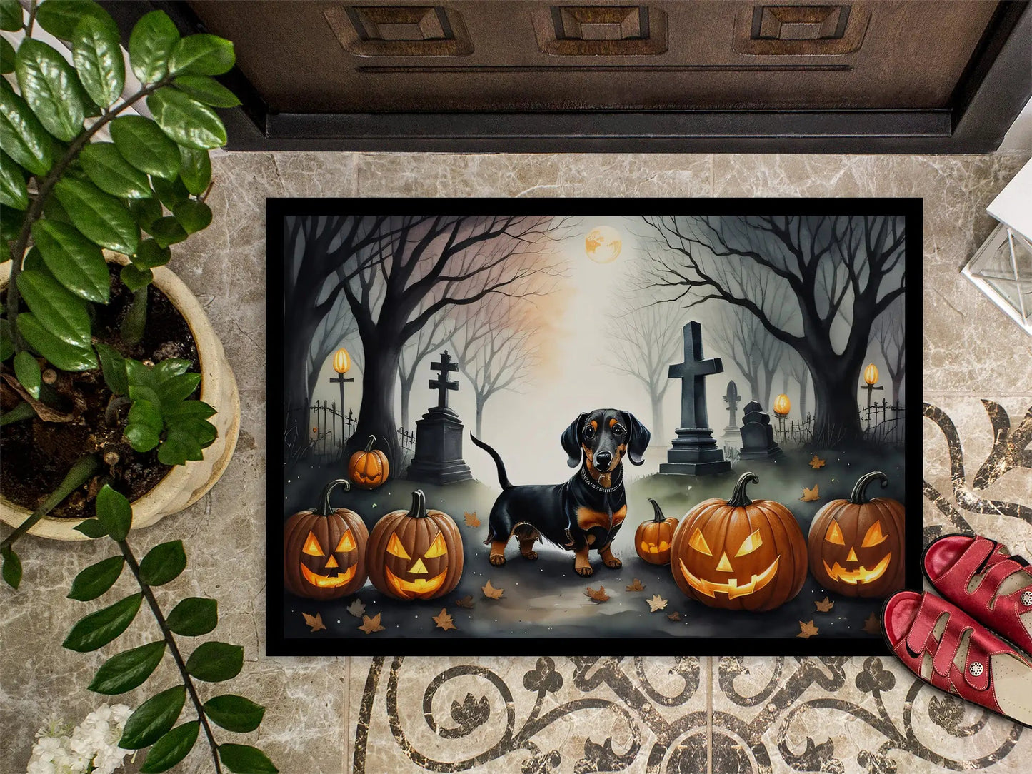 Spooky Dachshund Halloween Doormat - Penelope Wigglebum's