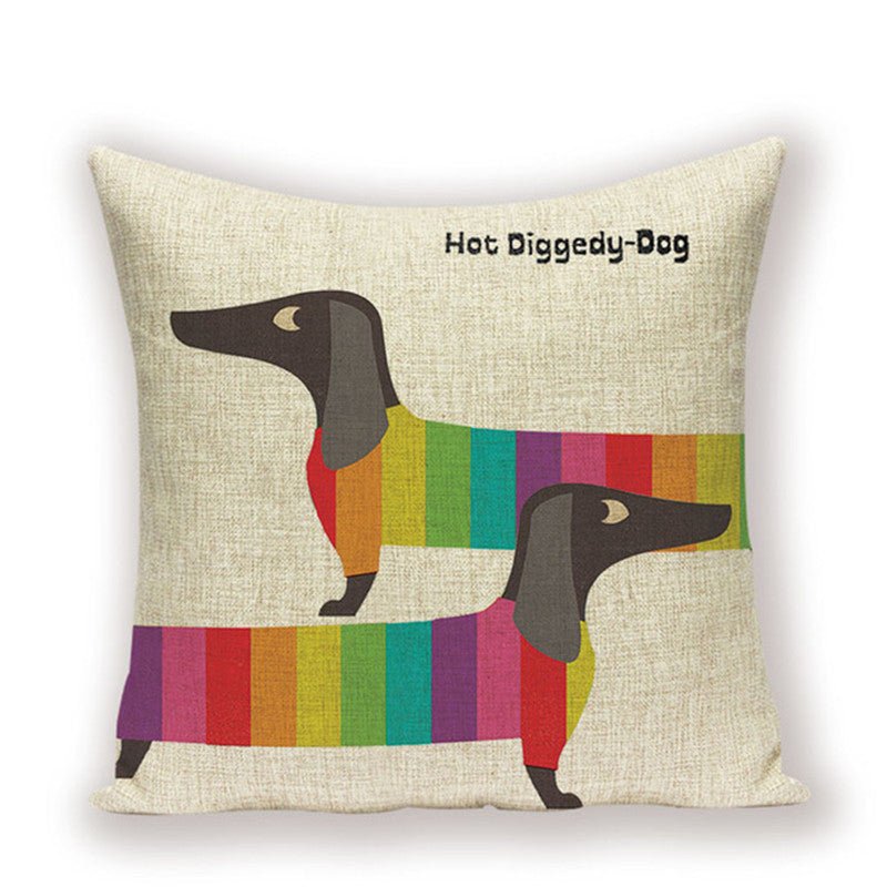 Cute Dachshund Cushion Cover - Wiener Dog Pillow for Dog Decor - Penelope Wigglebum's