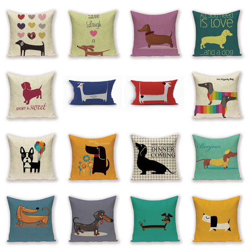 Cute Dachshund Cushion Cover - Wiener Dog Pillow for Dog Decor - Penelope Wigglebum's