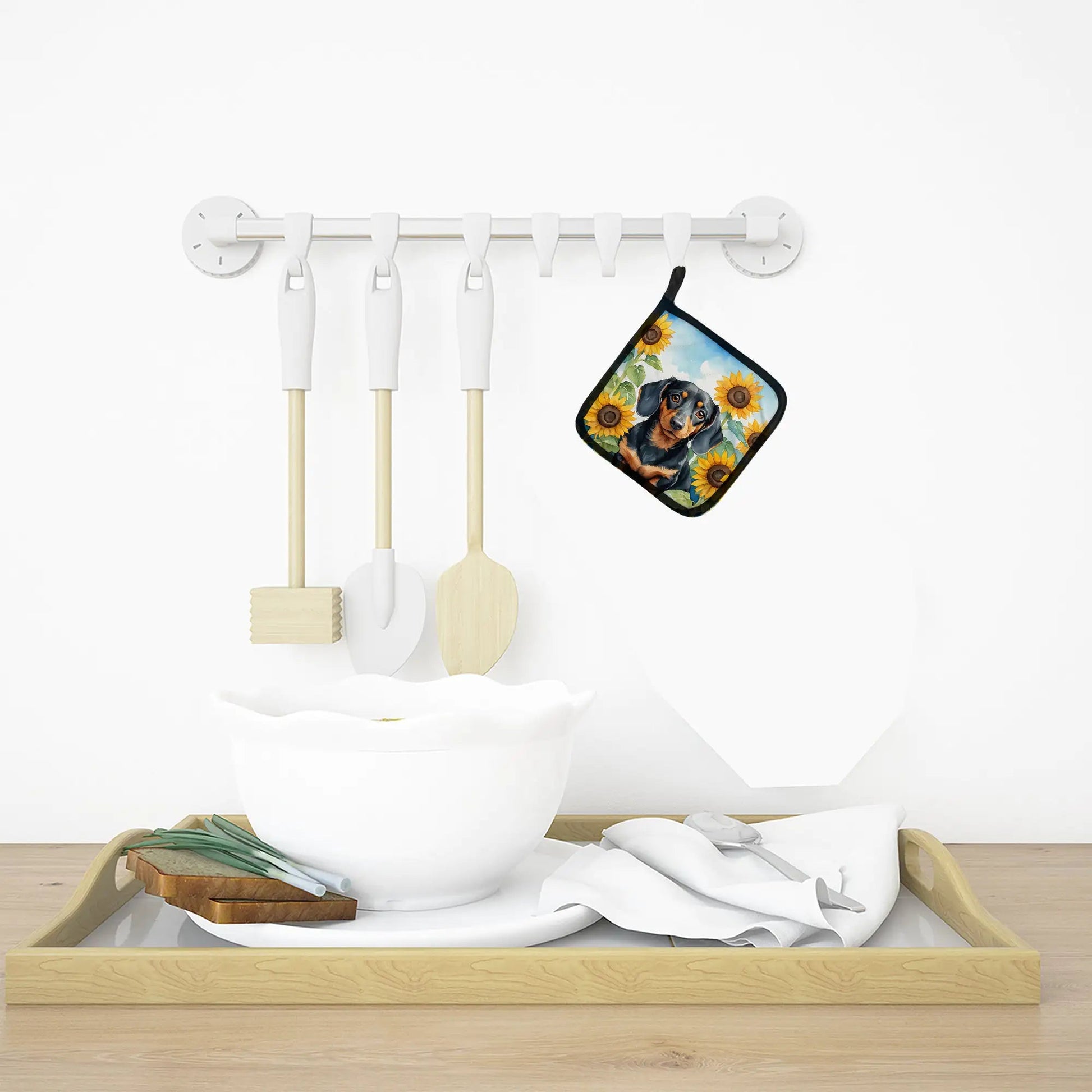 Dachshund in Sunflowers Pair of Pot Holders - Penelope Wigglebum's