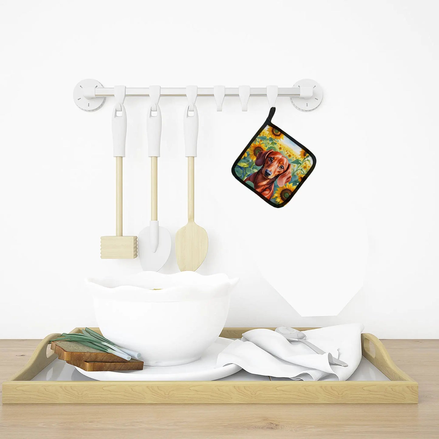 Dachshund in Sunflowers Pair of Pot Holders - Penelope Wigglebum's