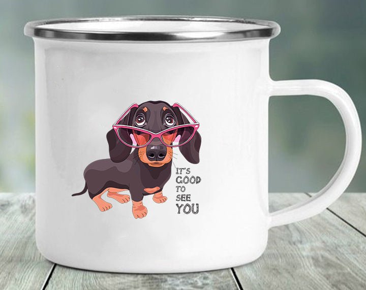 Dachshund Printing Enamelled Cup Mug - Penelope Wigglebum's