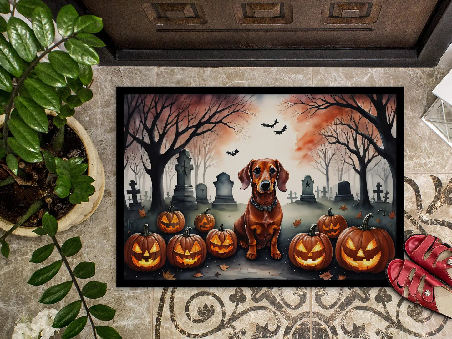 Dachshund Spooky Halloween Doormat - Penelope Wigglebum's