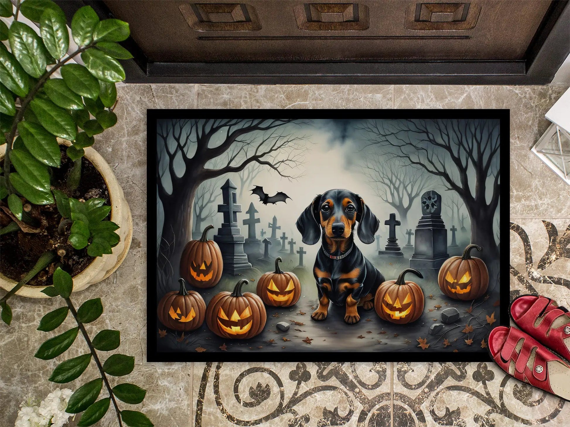 Dachshund Spooky Halloween Doormat - Penelope Wigglebum's