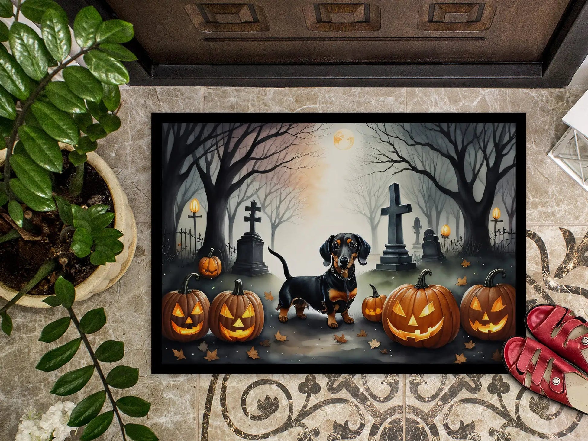 Spooky Dachshund Halloween Doormat - Penelope Wigglebum's