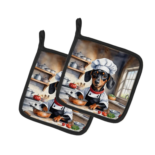 Dachshund The Chef Pair of Pot Holders - Penelope Wigglebum's