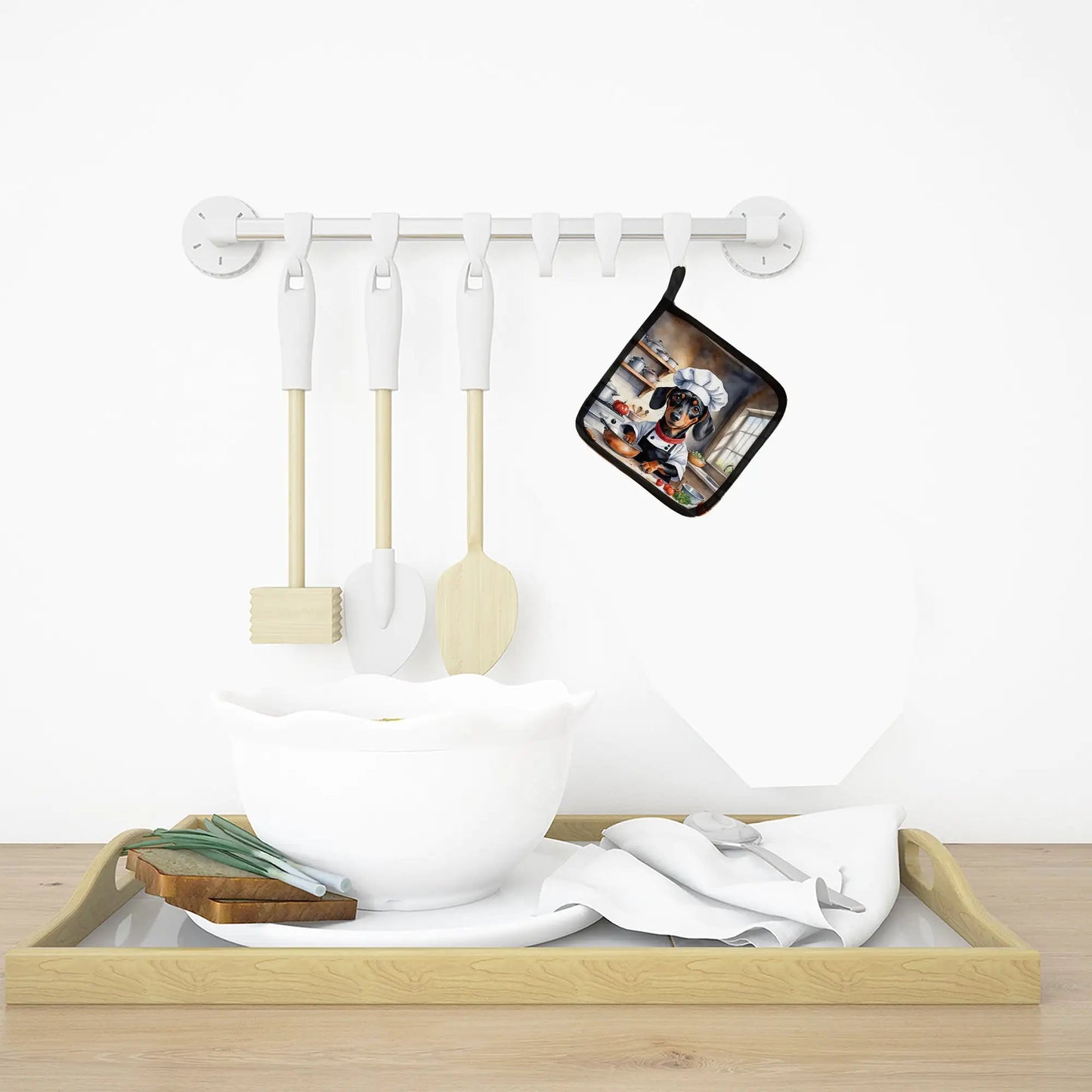 Dachshund The Chef Pair of Pot Holders - Penelope Wigglebum's