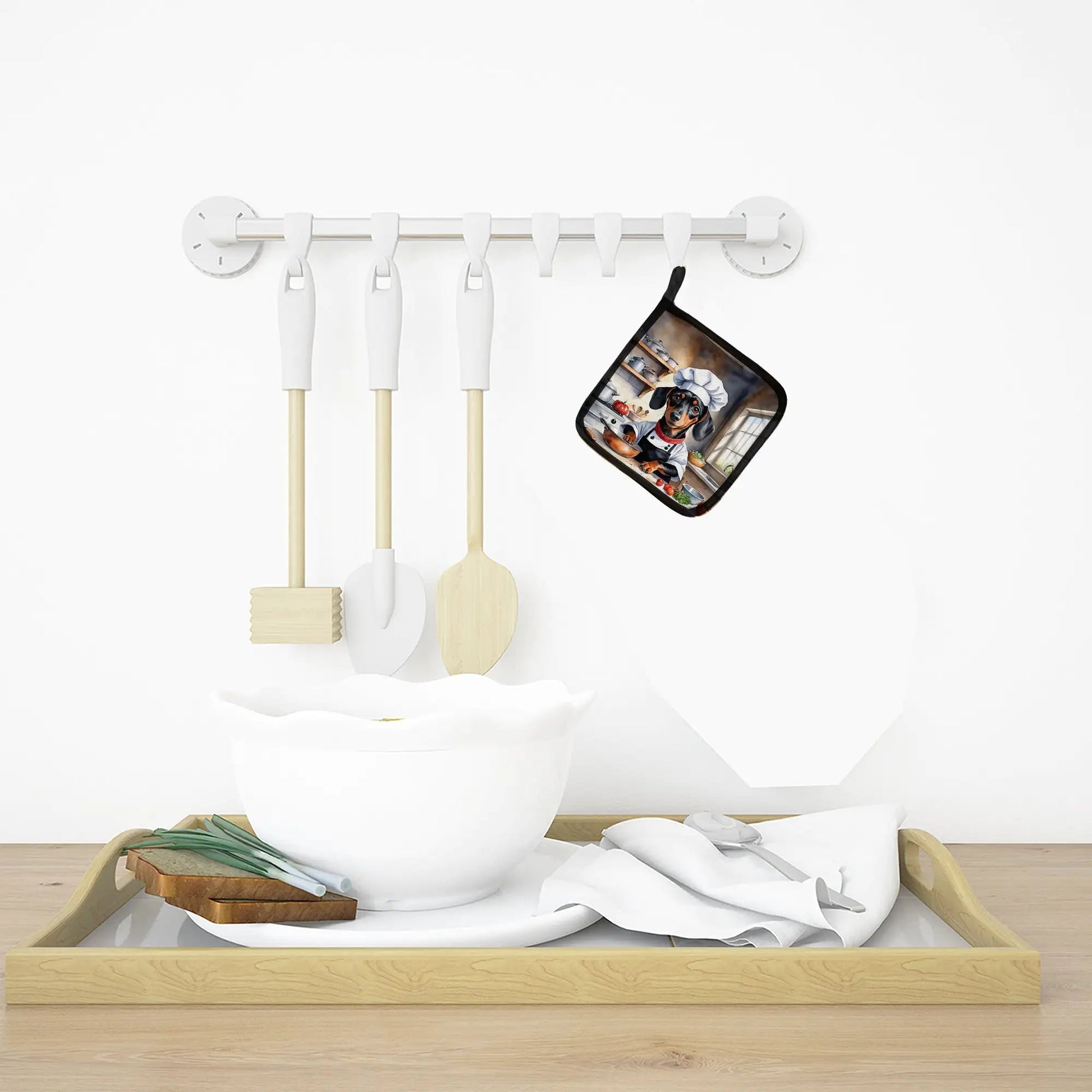 Dachshund The Chef Pair of Pot Holders - Penelope Wigglebum's