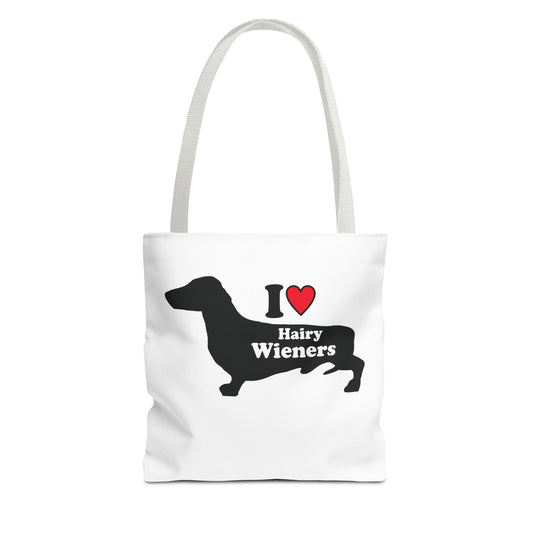 Dachshund Tote Bag - Hairy Wieners Silhouette Design - Penelope Wigglebum's