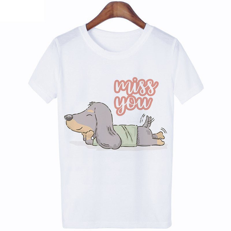 Dachshund Print Shirt Short Sleeve Women's T-shirt - Penelope Wigglebum's