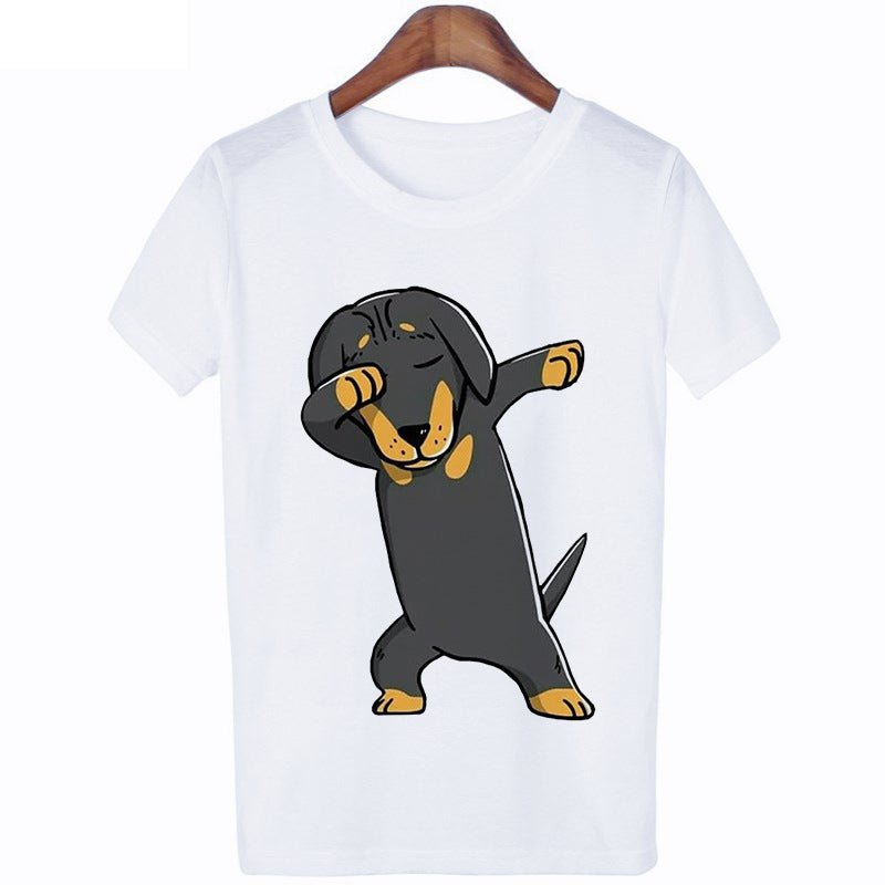Dachshund Print Shirt Short Sleeve Women's T-shirt - Penelope Wigglebum's