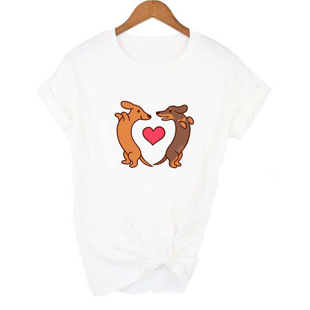 Dachshund Print Shirt Short Sleeve Women's T-shirt - Penelope Wigglebum's
