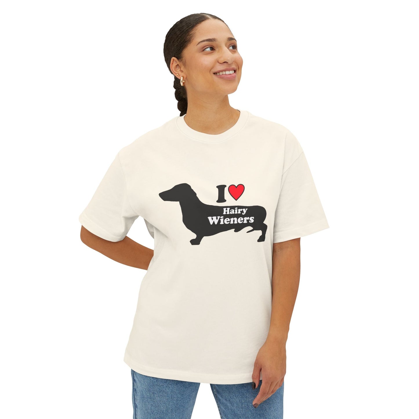 I Love Hairy Wieners - Dachshund Silhouette T-shirt - Penelope Wigglebum's