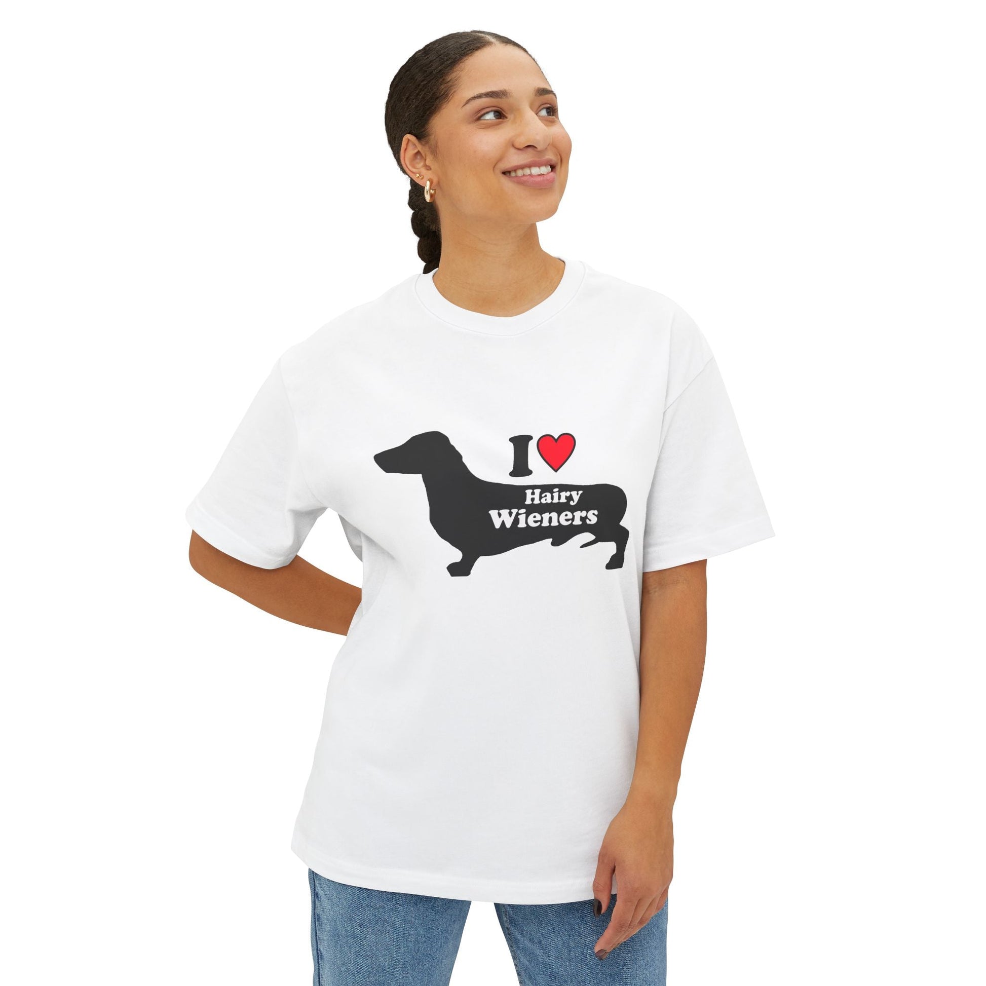 I Love Hairy Wieners - Dachshund Silhouette T-shirt - Penelope Wigglebum's