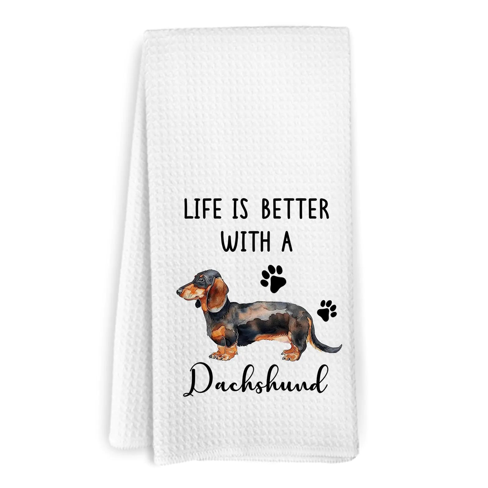 Dachshund Kitchen Towels life is better with a dachshund watercolor doxie print - Penelope Wigglebum's
