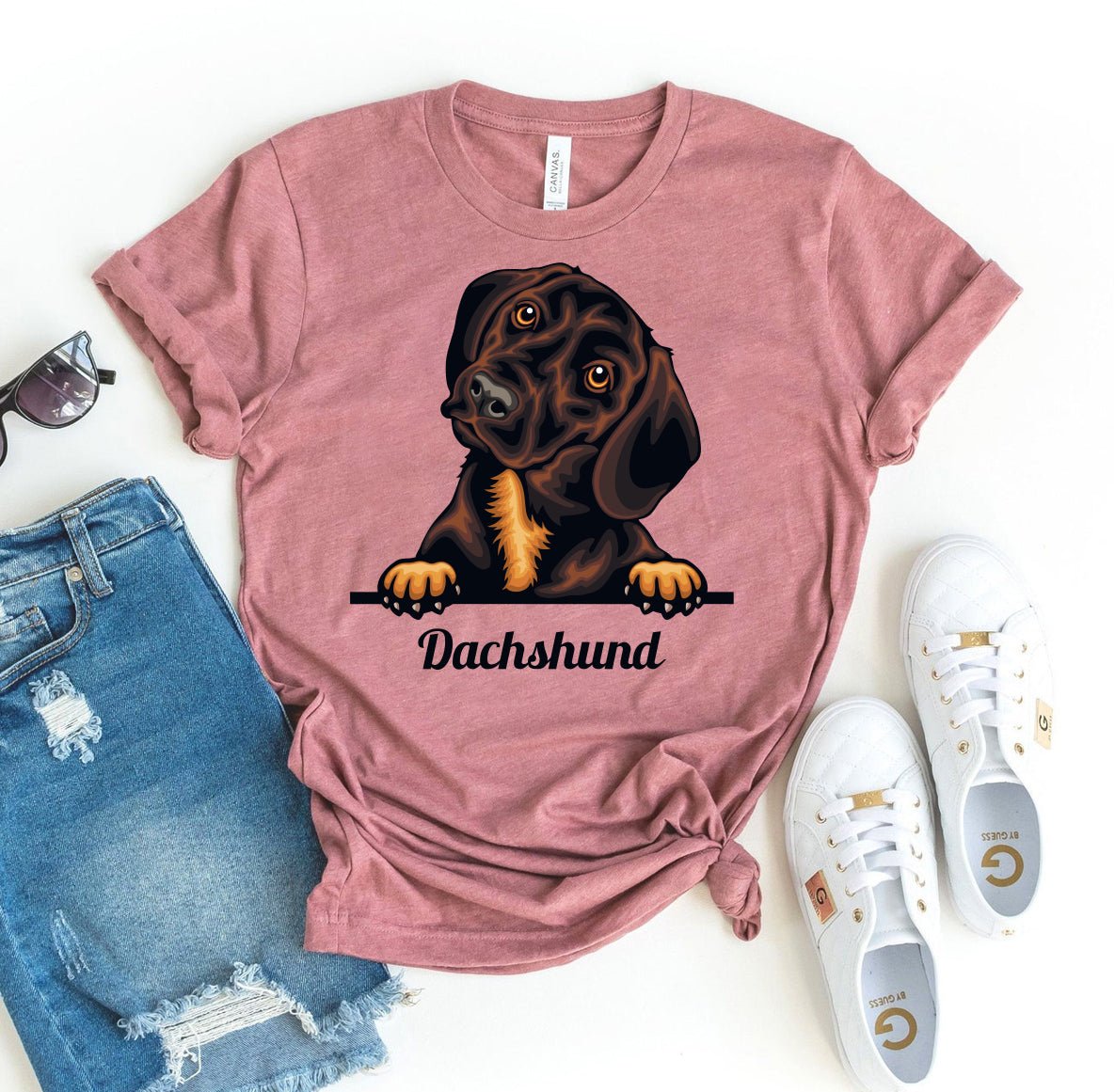 Peeking Dachshund Dog T-shirt - Penelope Wigglebum's