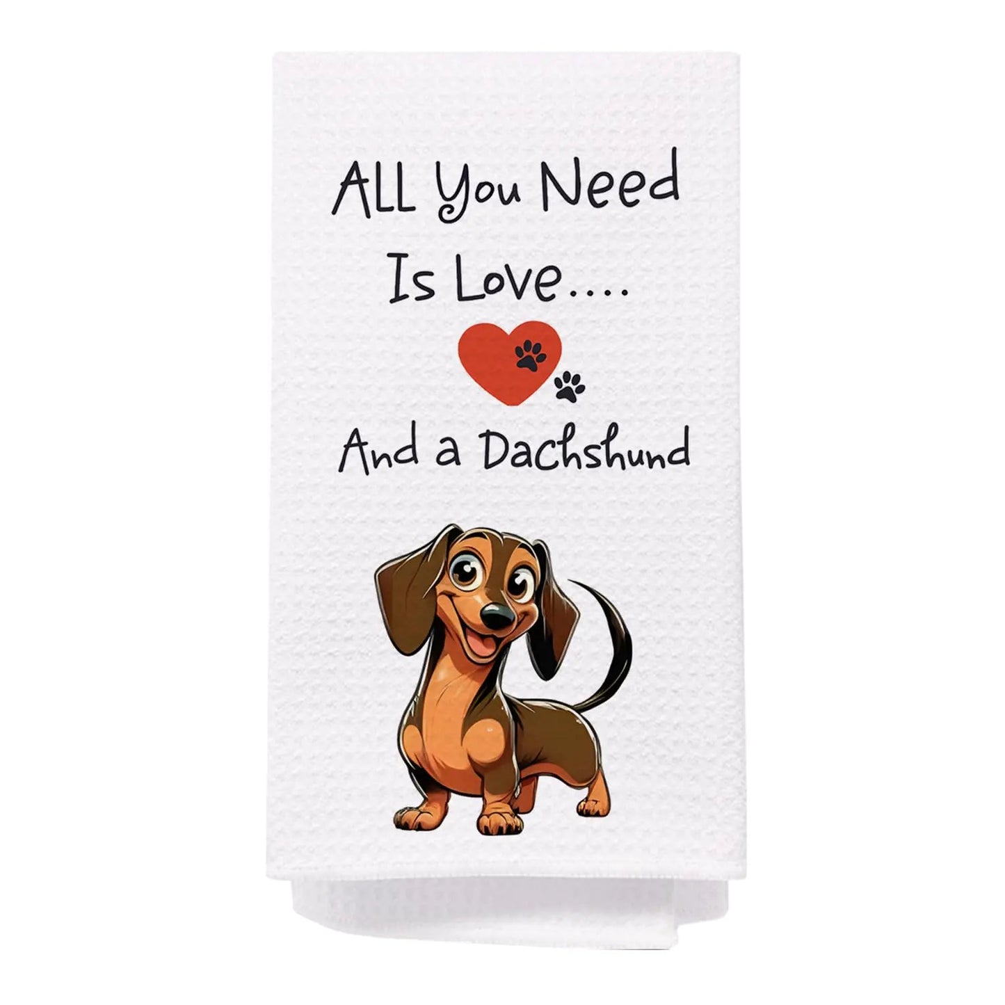 Dachshund Kitchen Towels featuring a cartoon dachshund 16x24 Inches - Penelope Wigglebum's
