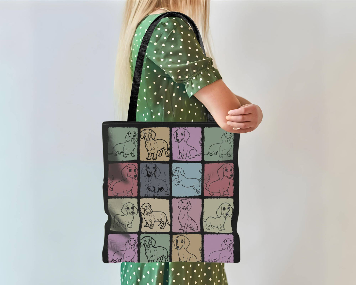 Vintage Dachshund Tote Bag for Dog Lovers and Daily Use: Black - Penelope Wigglebum's