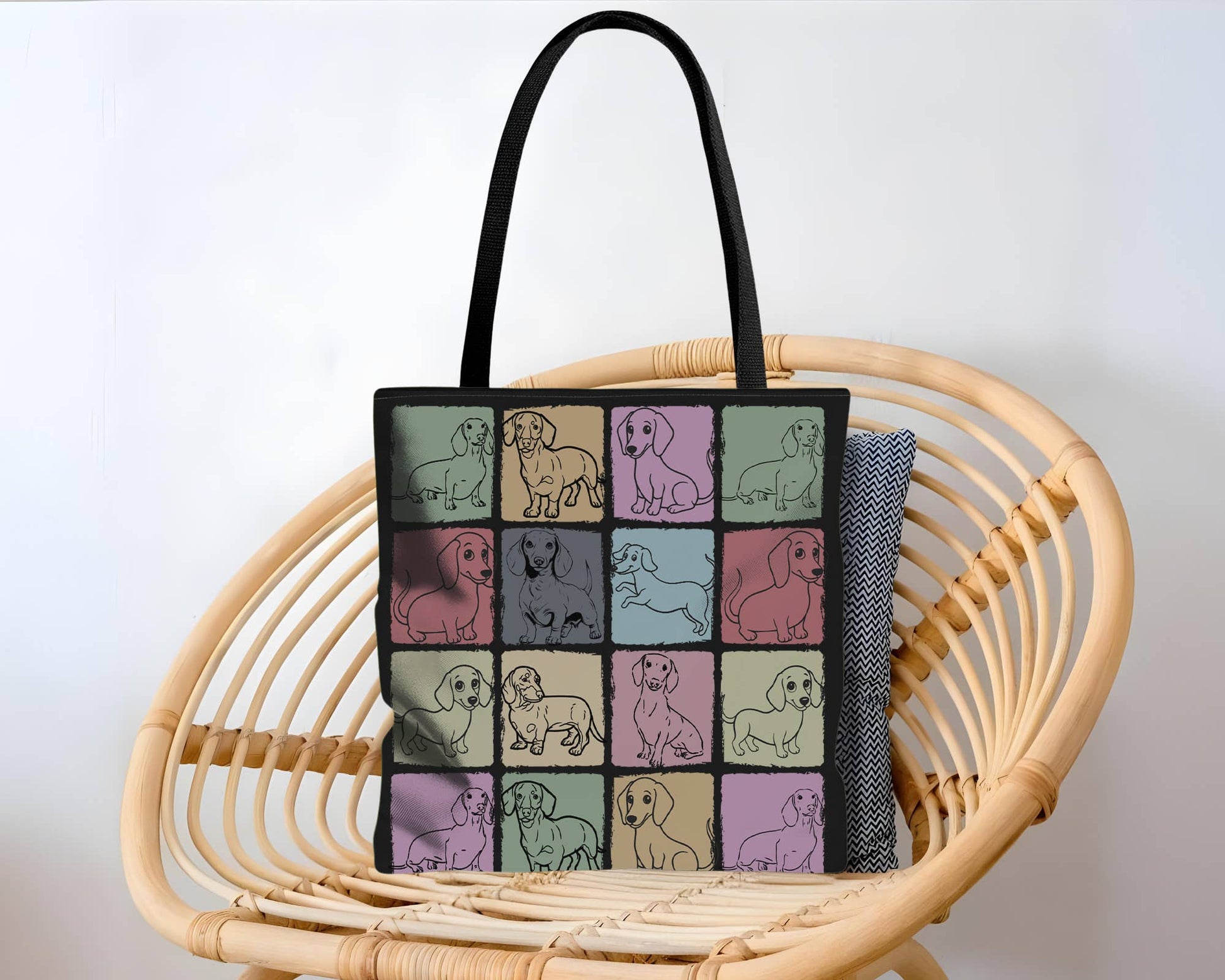 Vintage Dachshund Tote Bag for Dog Lovers and Daily Use: Black - Penelope Wigglebum's
