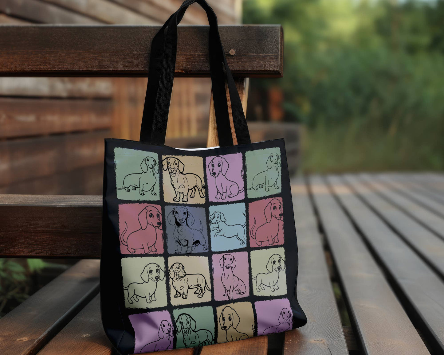 Vintage Dachshund Tote Bag for Dog Lovers and Daily Use: Black - Penelope Wigglebum's